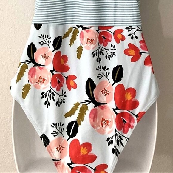 SAILOR BACK WATERFALL STRIPES FLORAL ONE-PIECE SWIMSUIT - Picture 7 of 11